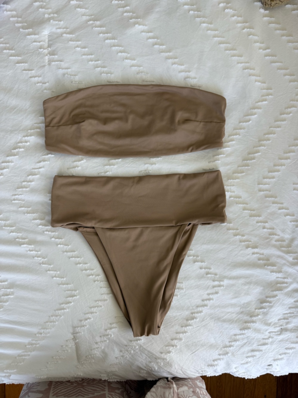 Toast Swim Strapless High-Waist Bikini Set in Taupe